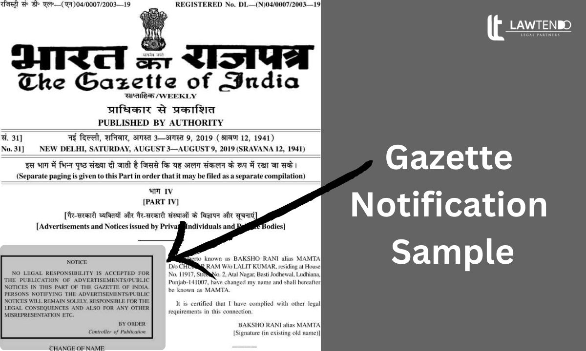 gazette name change notification sample in bangalore